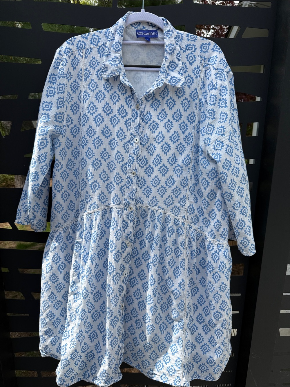 RO’S GARDEN Blue & White Patterned Mini Dress